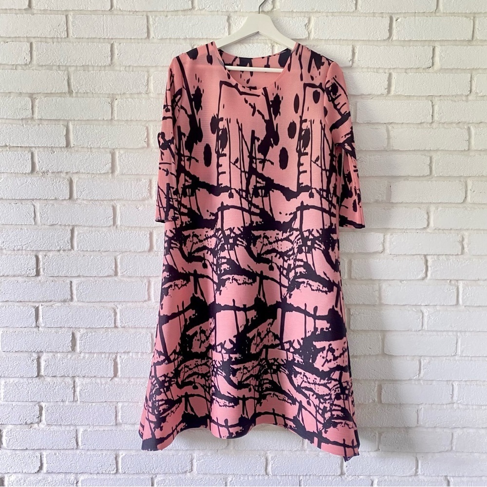 Pink Abstract Print A-Line Dress